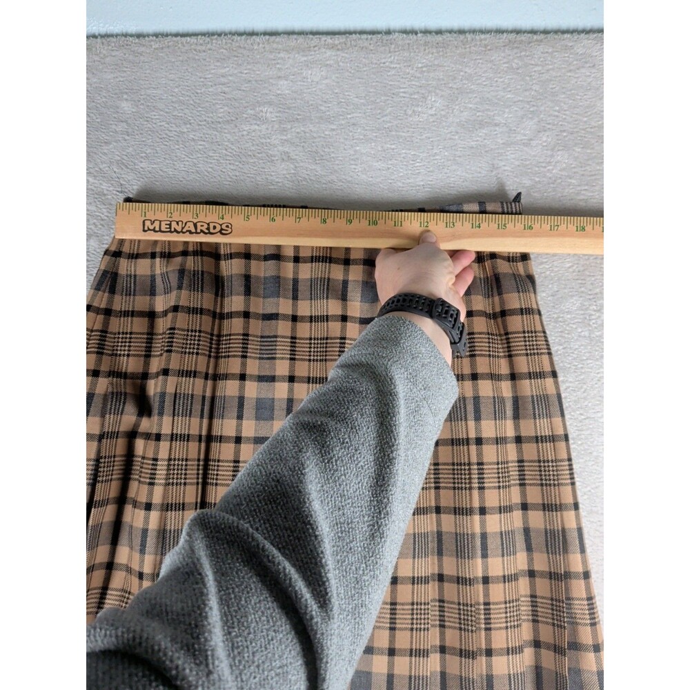 Vintage Pendleton Pleated Plaid Wool Maxi Skirt Women's 16 Brown - Picture 4 of 8
